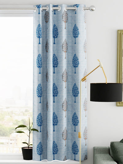 Heavy Duty Polyester Eyelet Curtain <small> (floral-teal/green)</small>