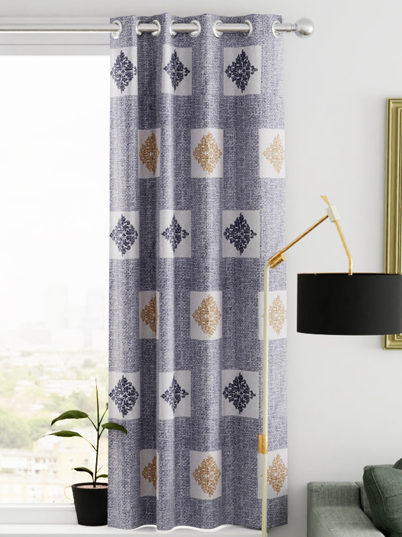 Heavy Duty Polyester Eyelet Curtain <small> (ornament-silver)</small>