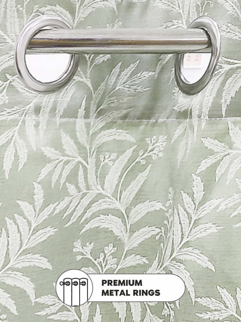 Jacquard Blackout Eyelet Curtain <small> (floral-sage)</small>