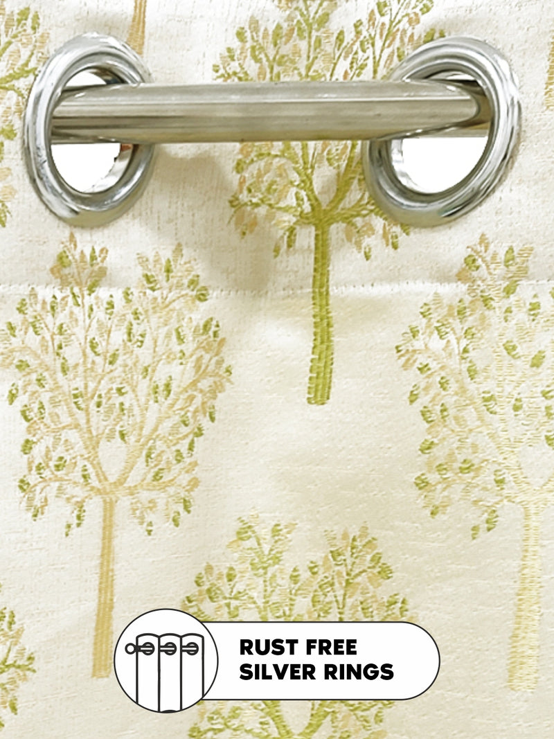 Jacquard Room Darkening Eyelet Curtain <small> (floral-green/gold)</small>