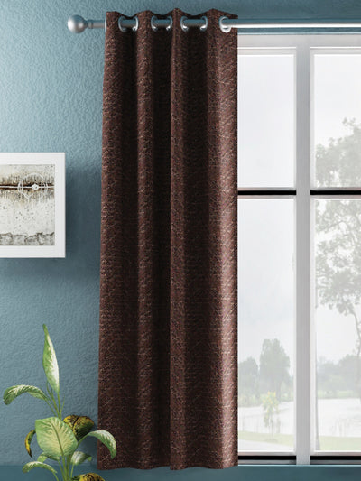 Jacquard Blackout Eyelet Curtain <small> (stripe-brown)</small>