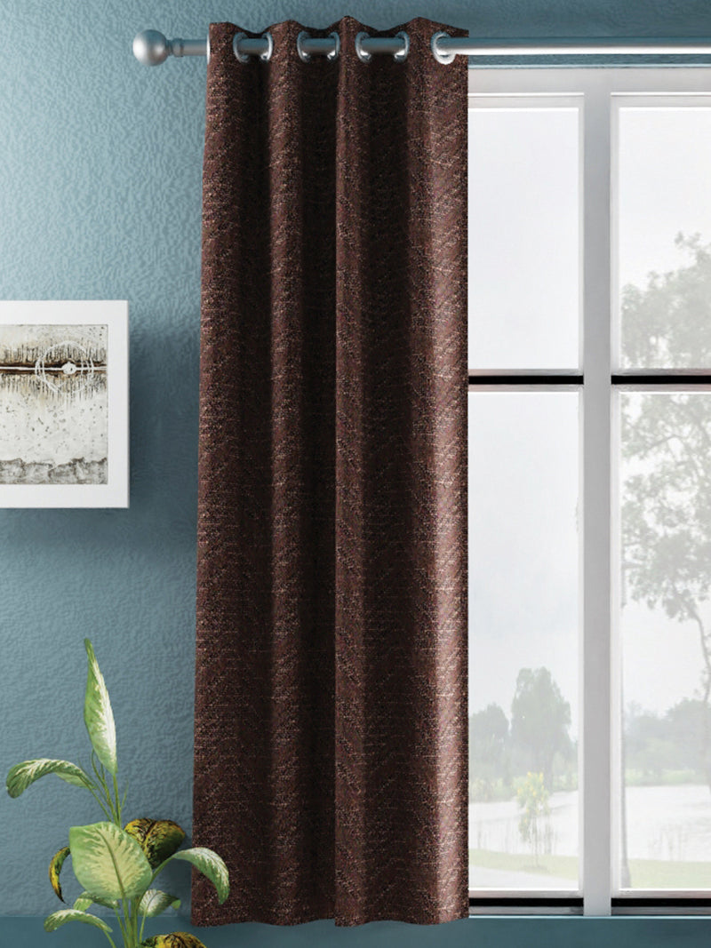 Jacquard Blackout Eyelet Curtain <small> (stripe-brown)</small>