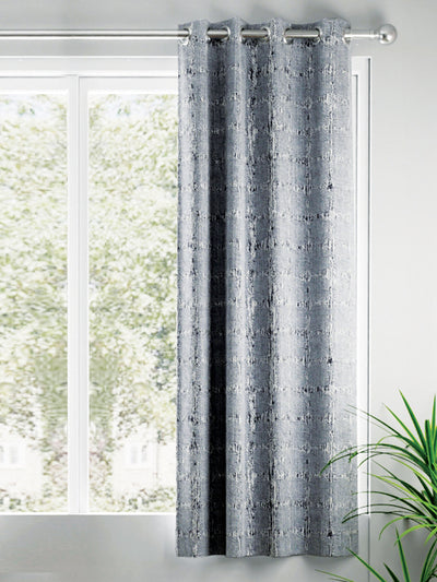 Jacquard Blackout Eyelet Curtain <small> (checks-silver/grey)</small>