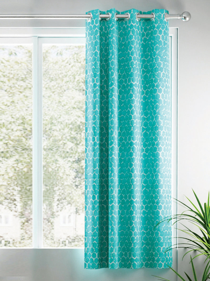 Jacquard Blackout Eyelet Curtain <small> (geometrical-sea green)</small>