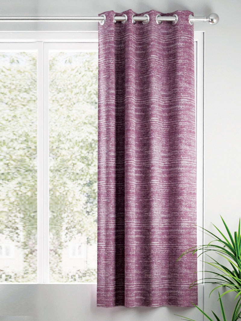 Jacquard Blackout Eyelet Curtain <small> (stripe-plum)</small>