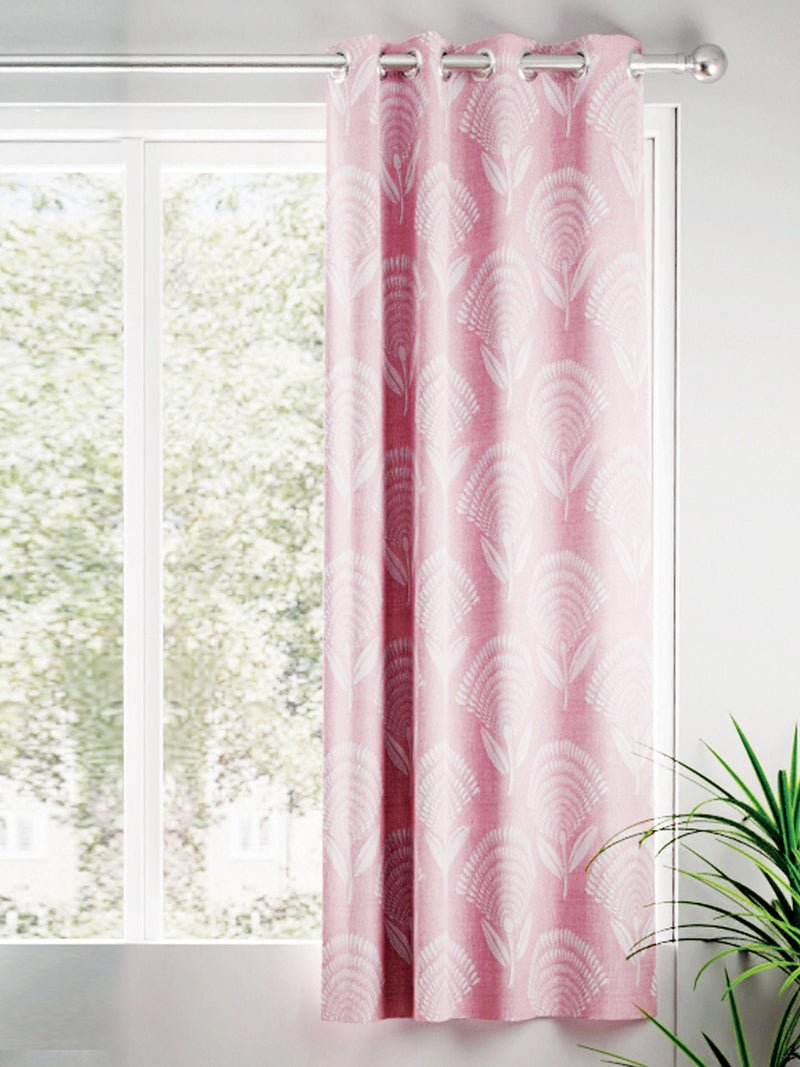 Jacquard Blackout Eyelet Curtain <small> (floral-rose pink)</small>