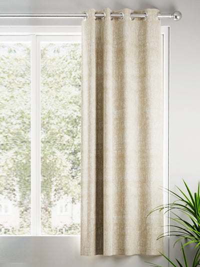 Jacquard Blackout Eyelet Curtain <small> (abstract-golden beige)</small>