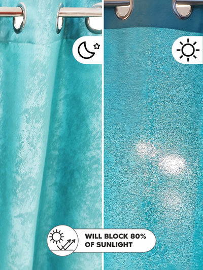 Jacquard Blackout Eyelet Curtain <small> (abstract-sea green)</small>